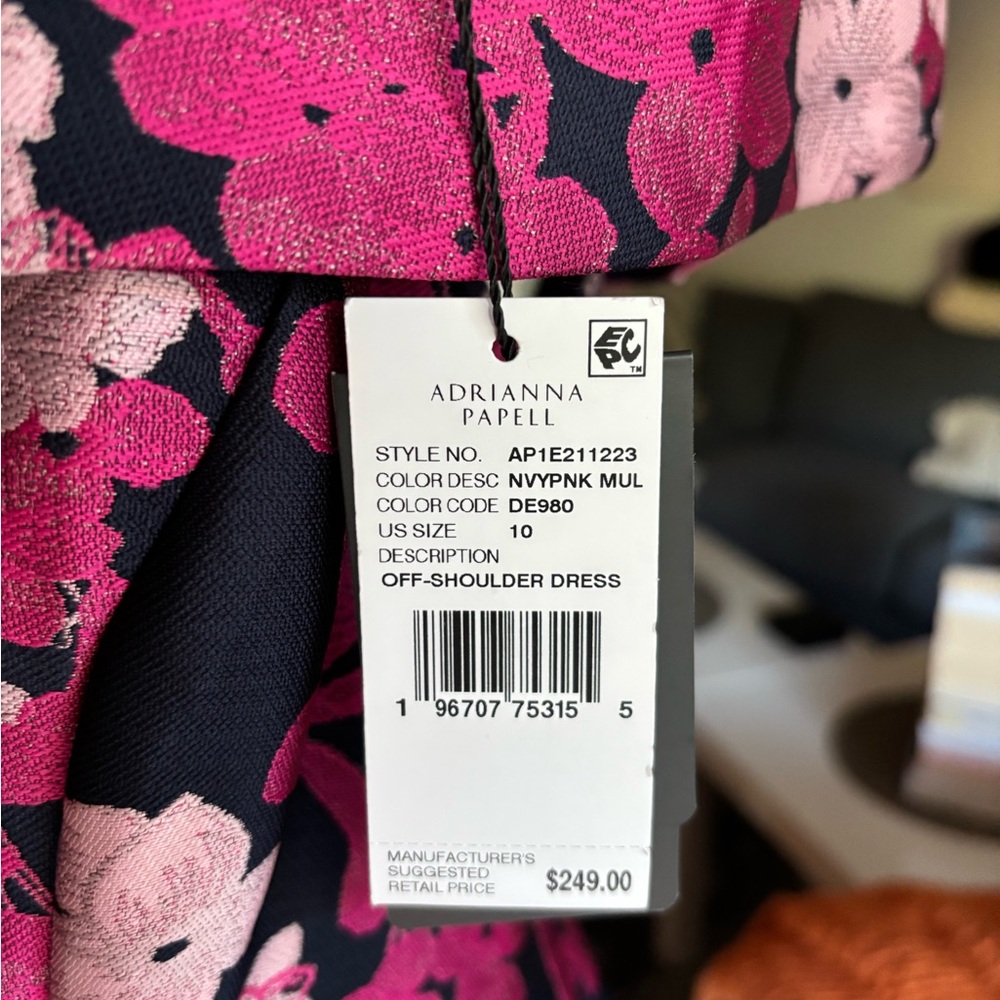 Adrianna Papell Navy and Pink Floral Dress - Picture 3 of 7